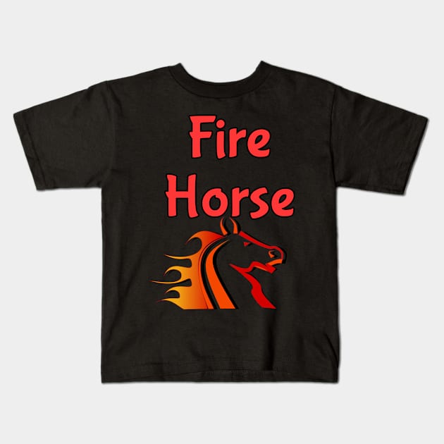 Fire Horse Kids T-Shirt by Ray Nichols